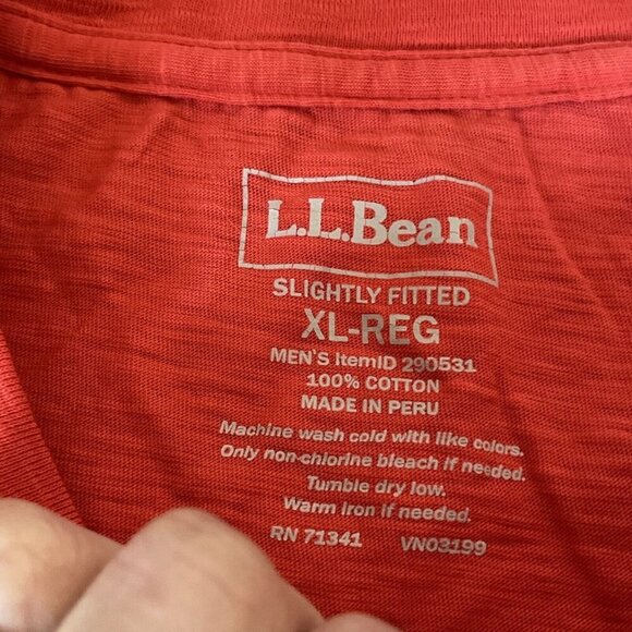 L.L. BEAN Slightly Fitted Henley Men's X-Large Reg Red Raglan Sleeves Colorful - Picture 4 of 7